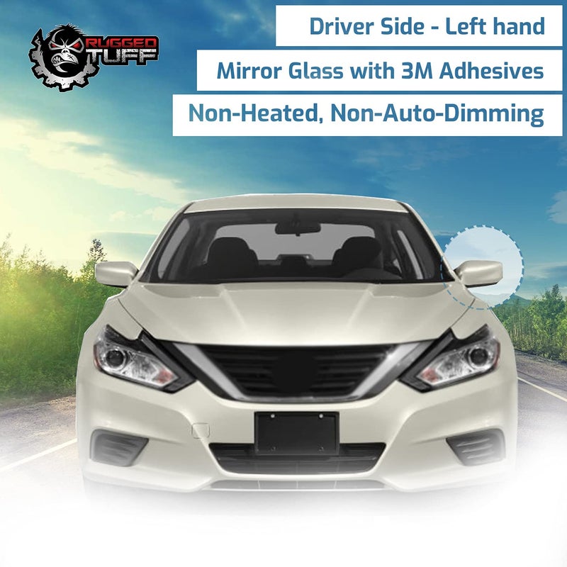 Rugged TUFF Driver Side Mirror Glass Replacement For 2013 2014 2015 2016 2017 2018 Nissan Altima Left Door Flat Mirrors exactafit 8145L - Image 5